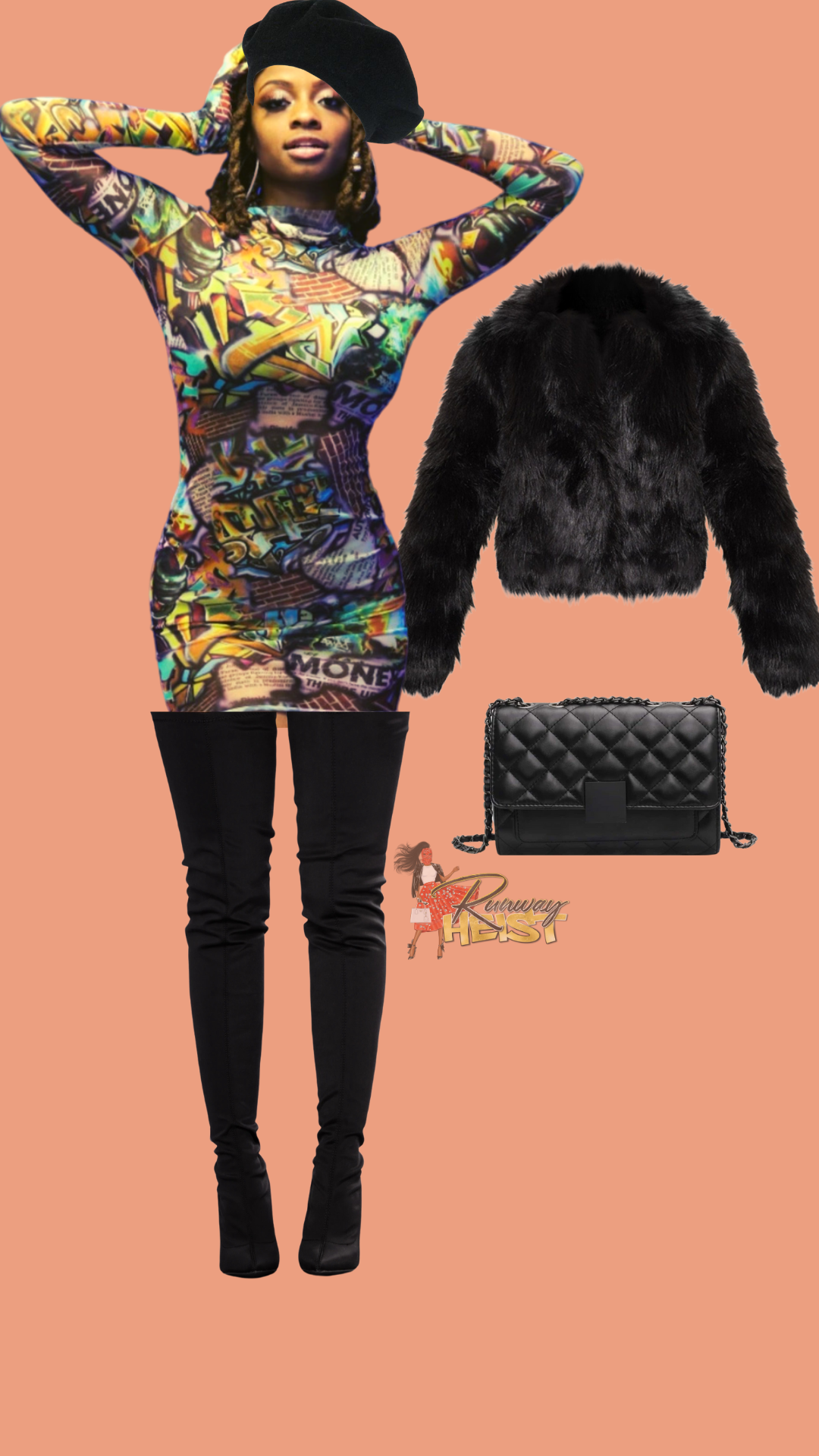 Graffiti Mini Dress (Pre-order) Ship in 7-10 days