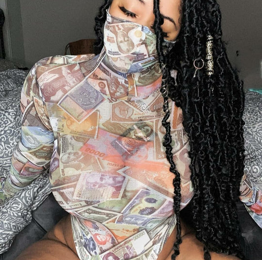 Money bag Bodysuit/swimsuit (ship in 7-14 days)