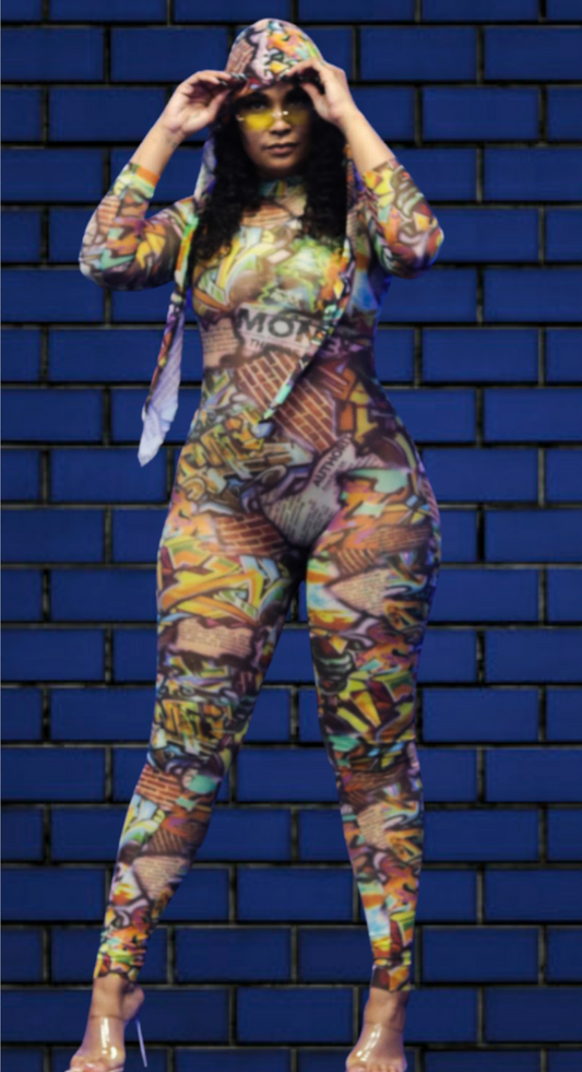 Graffiti Cover All Jumpsuit (Pre-order) Ship in 7-10 days
